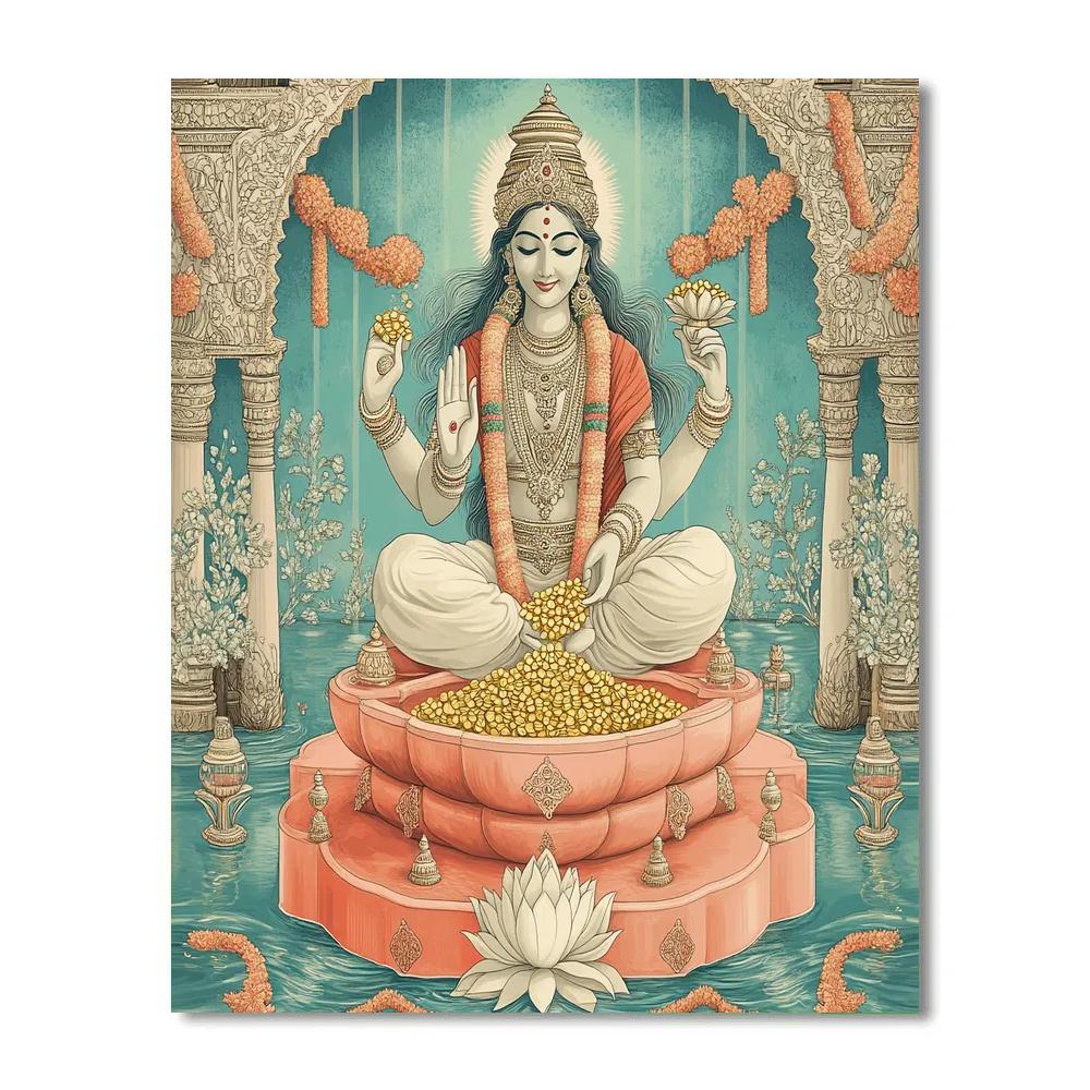 Coral Stepwell With Lakshmi Blessing Paint by numbers kits