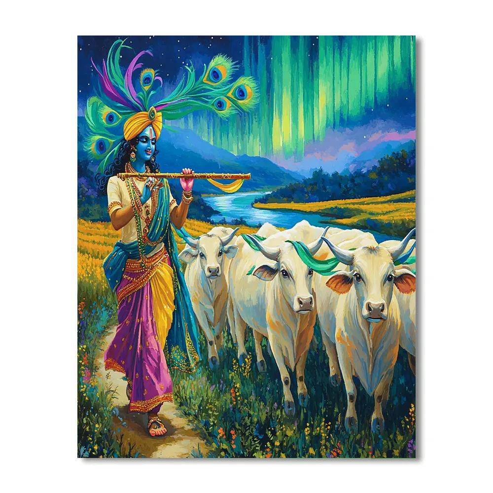 Krishna And The Aurora Cowherd Parade Paint by numbers kits