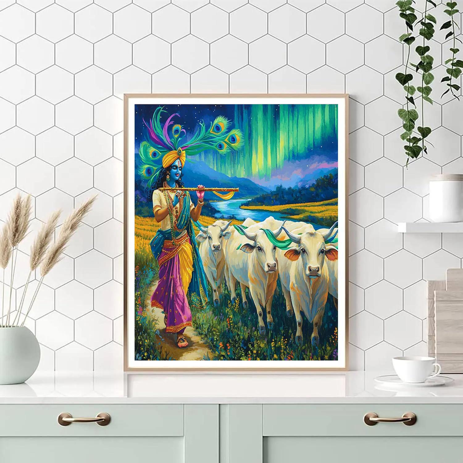 Krishna And The Aurora Cowherd Parade Paint by numbers kits