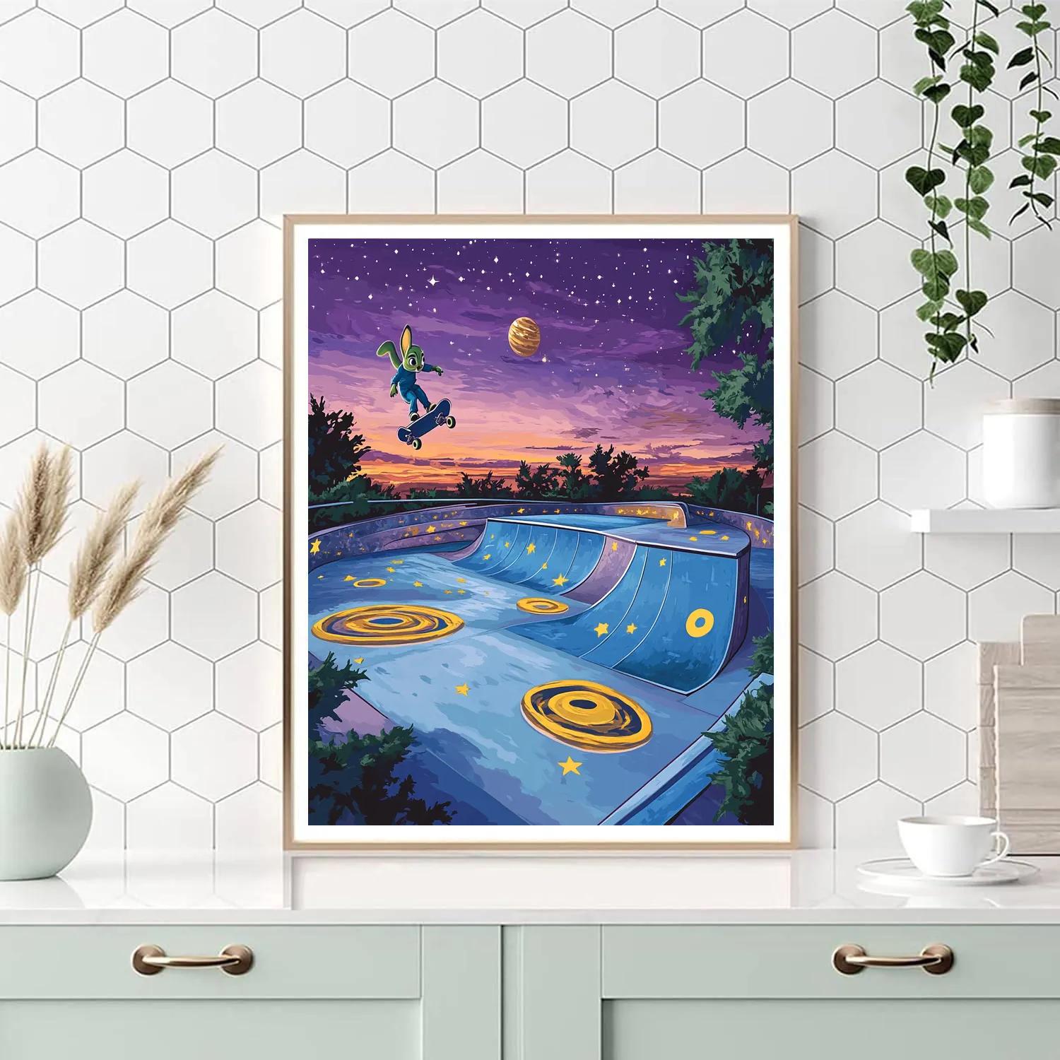 Judy Hopps Galaxy Skate Park Paint by numbers art