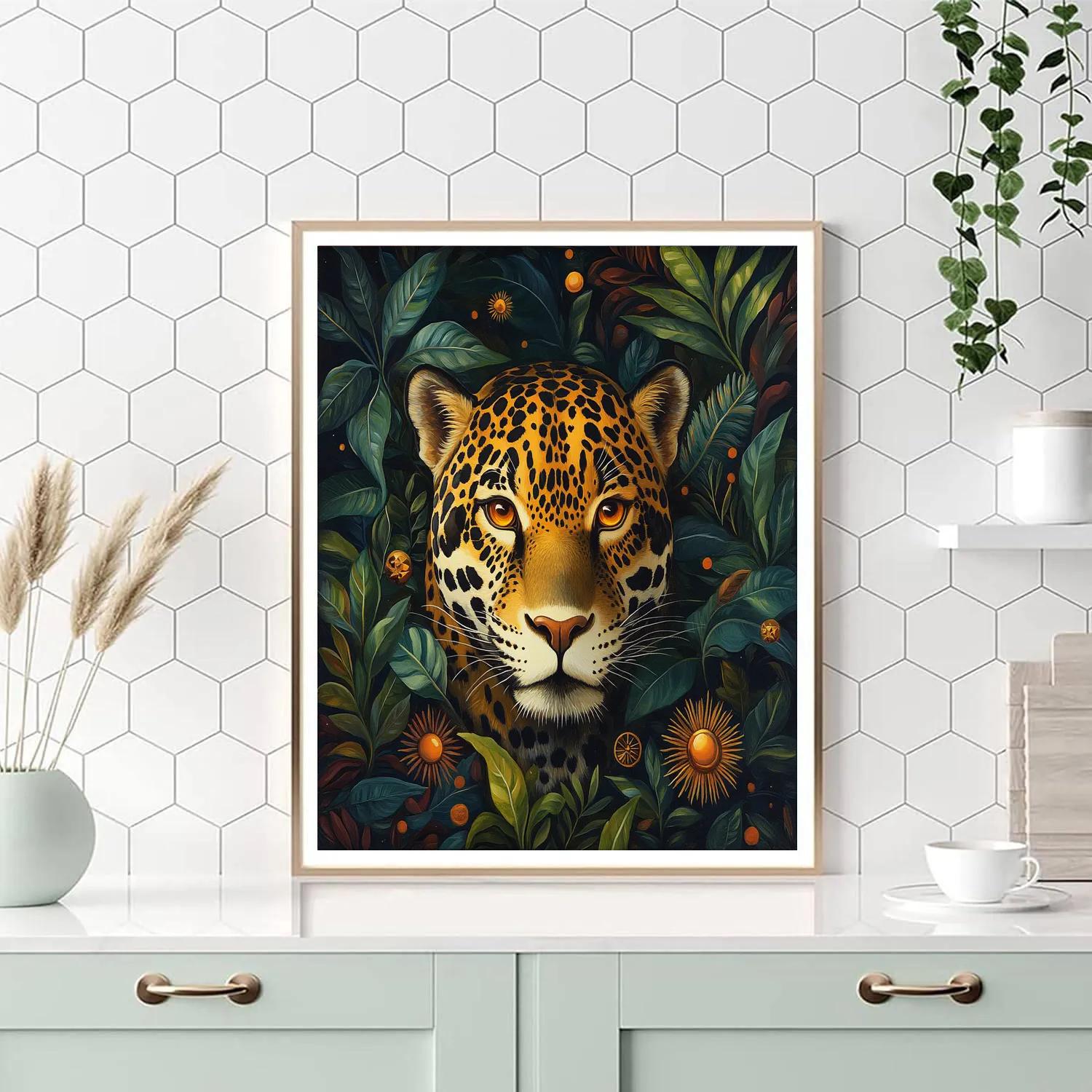 Frida Kahlo Inspired Mythic Jaguar Portrait DIY paint by numbers