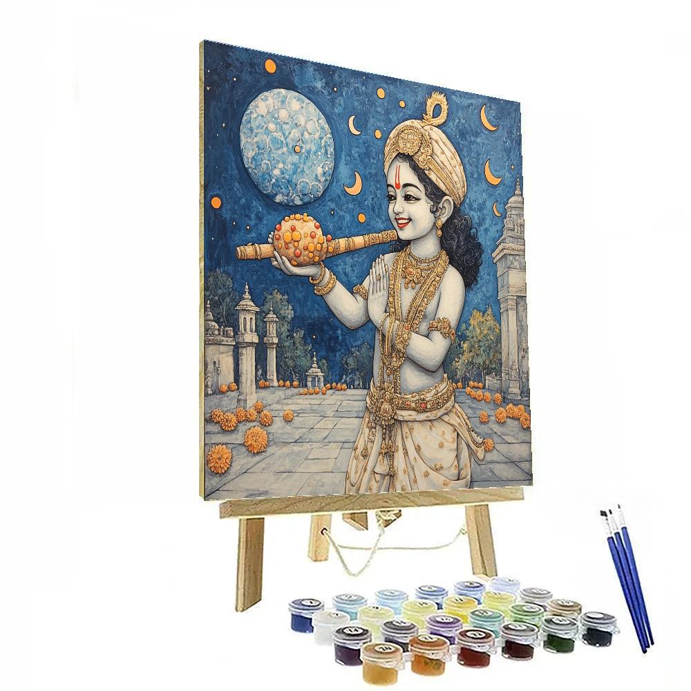 Krishna And The Floating Planet Laddoo painting number kit
