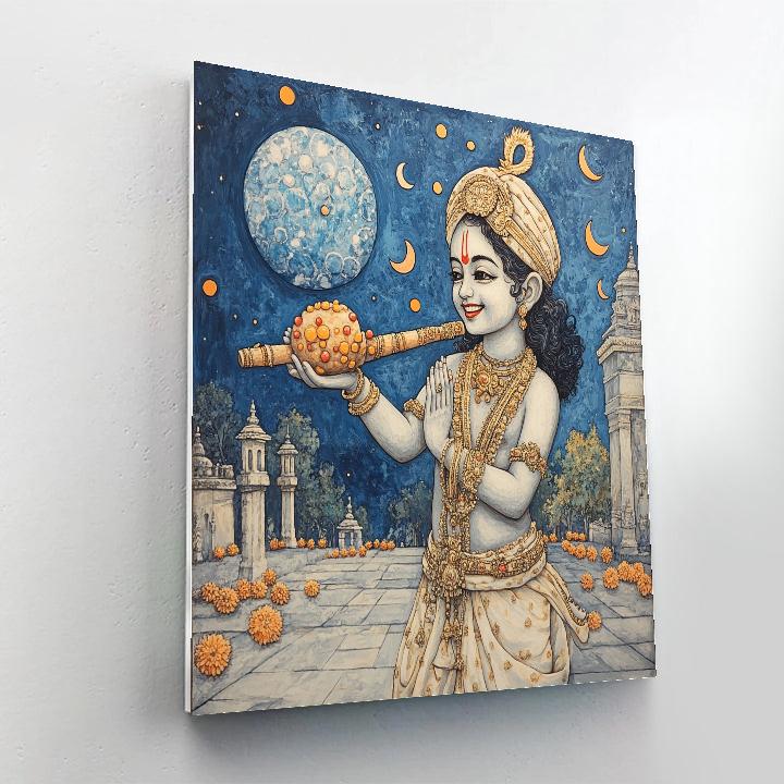 Krishna And The Floating Planet Laddoo painting number kit