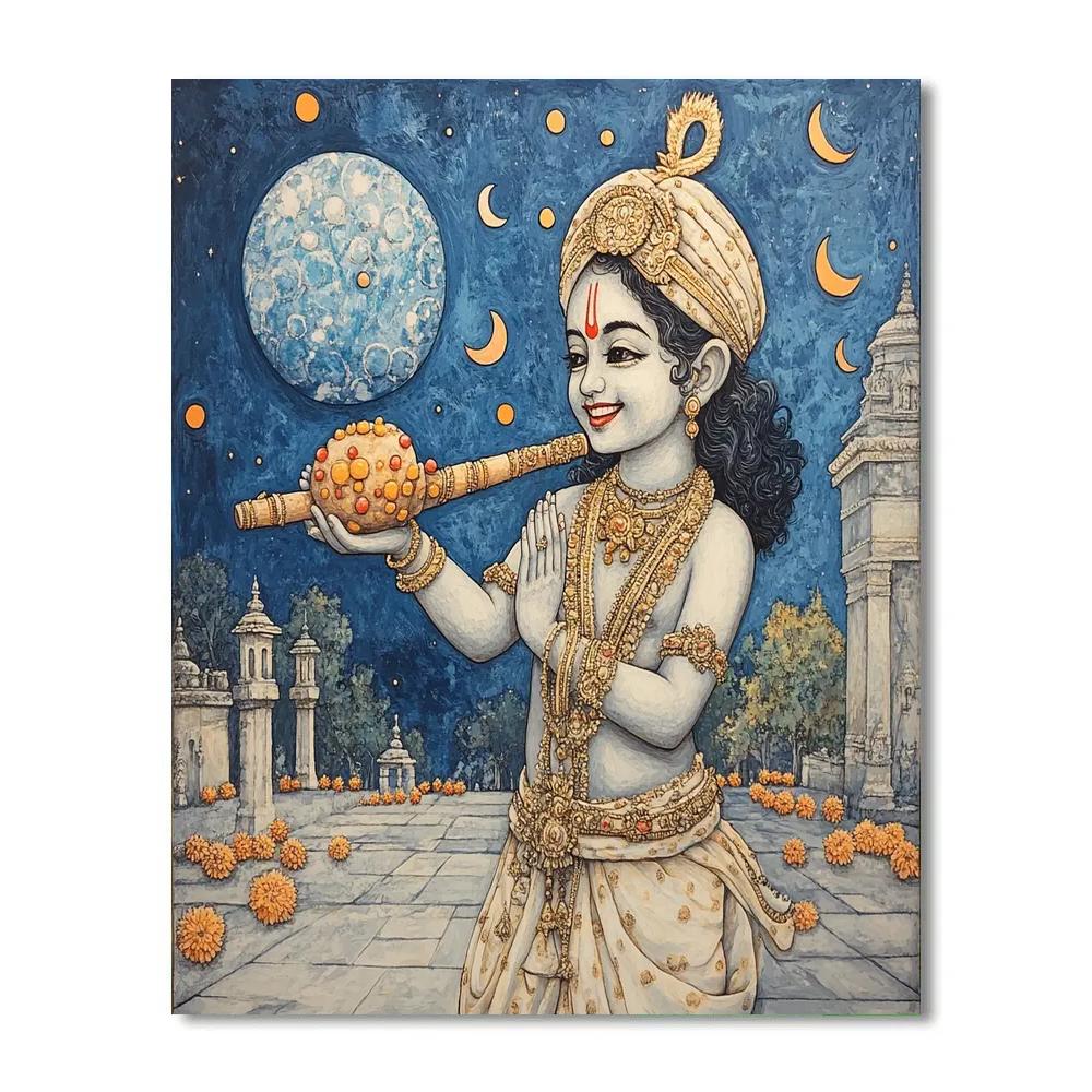 Krishna And The Floating Planet Laddoo painting number kit