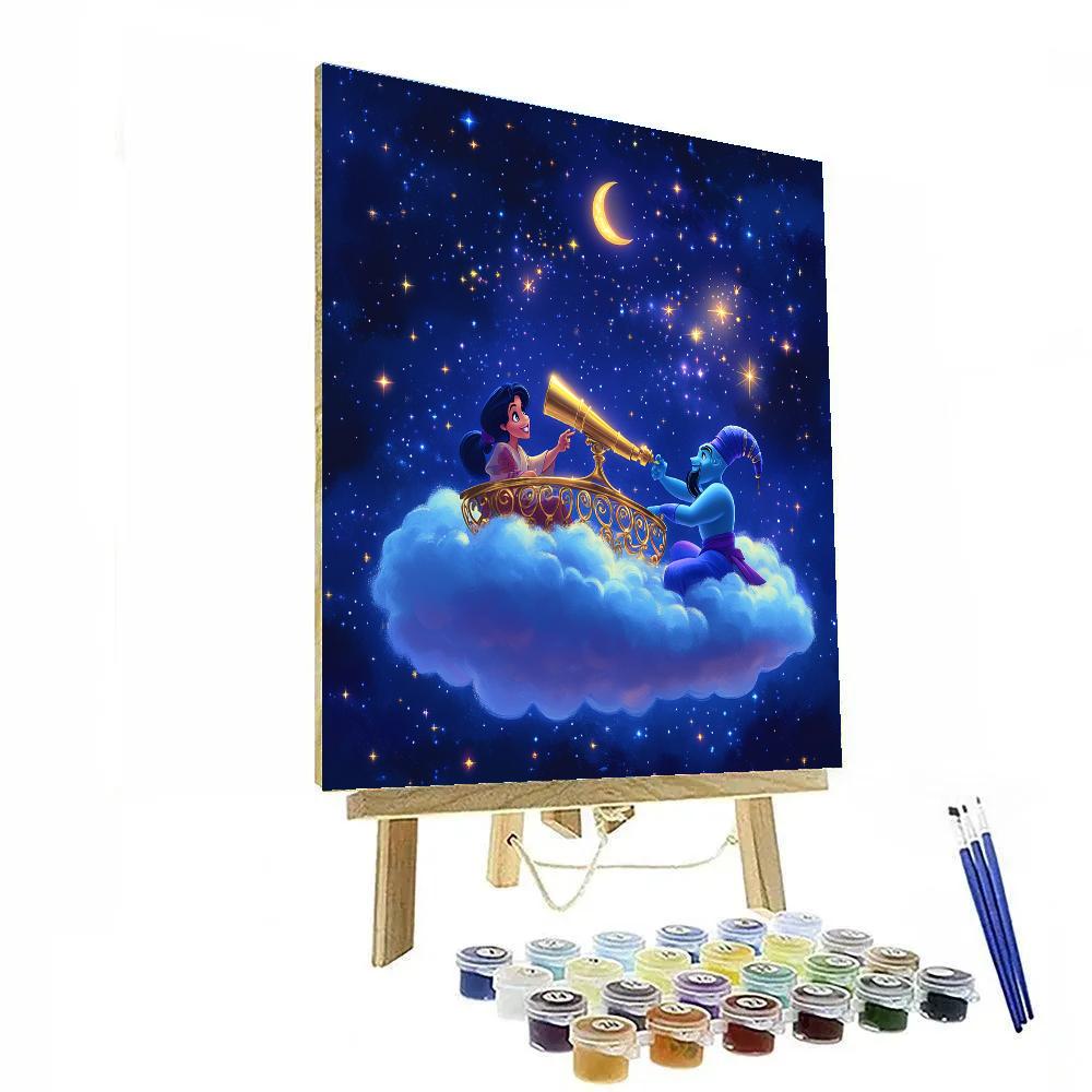 Aladdin And Genie Cloud Observatory Number painting