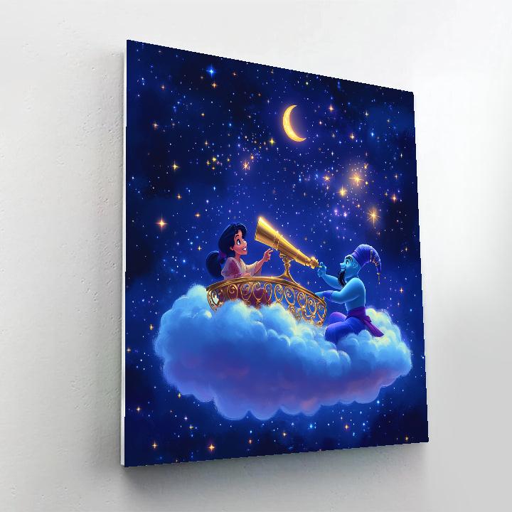 Aladdin And Genie Cloud Observatory Number painting