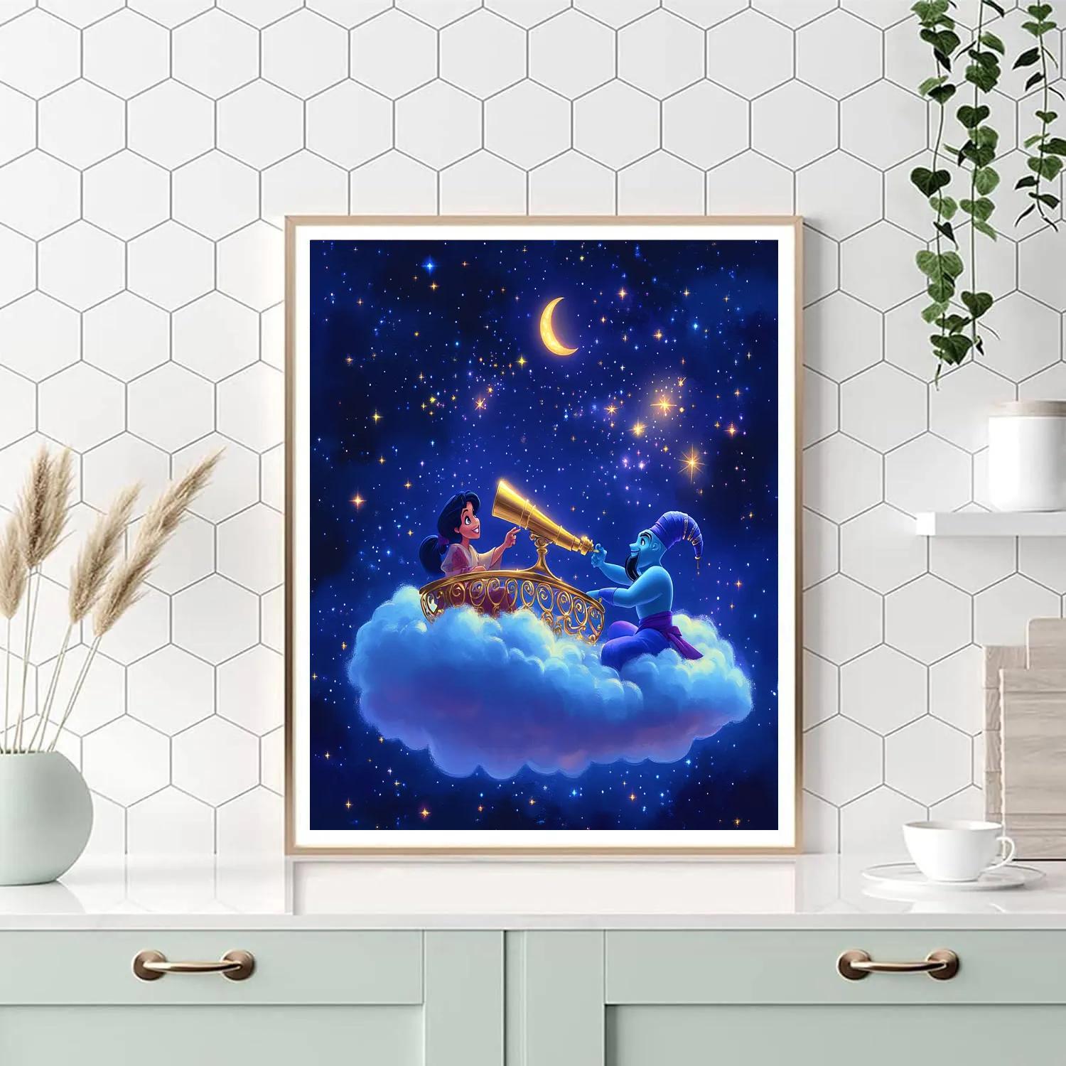 Aladdin And Genie Cloud Observatory Number painting