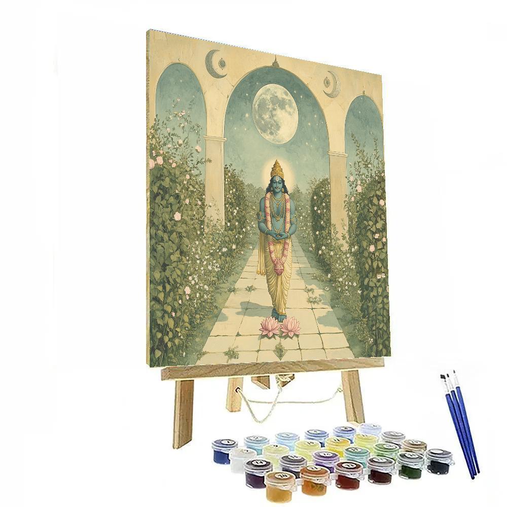 Vaikuntha Garden Under Twin Moons painting number kit