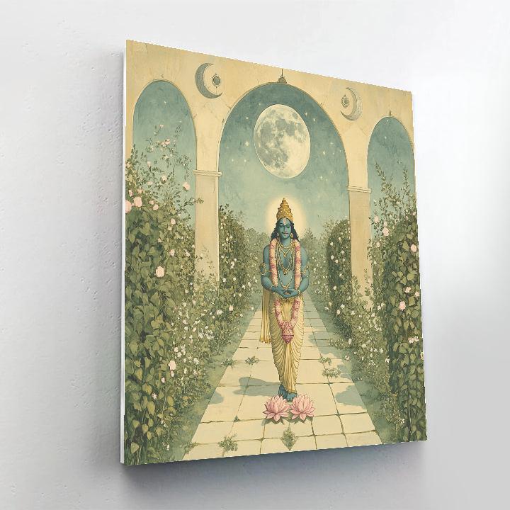 Vaikuntha Garden Under Twin Moons painting number kit