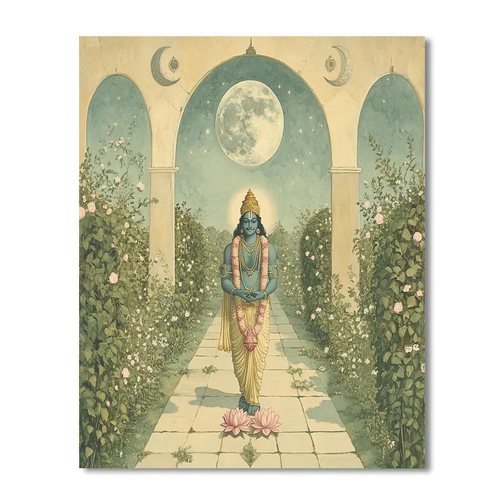 Vaikuntha Garden Under Twin Moons painting number kit