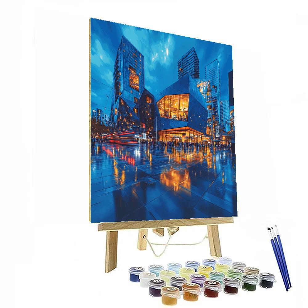 Federation Square Blue Hour Melbourne Australia paint by numbers