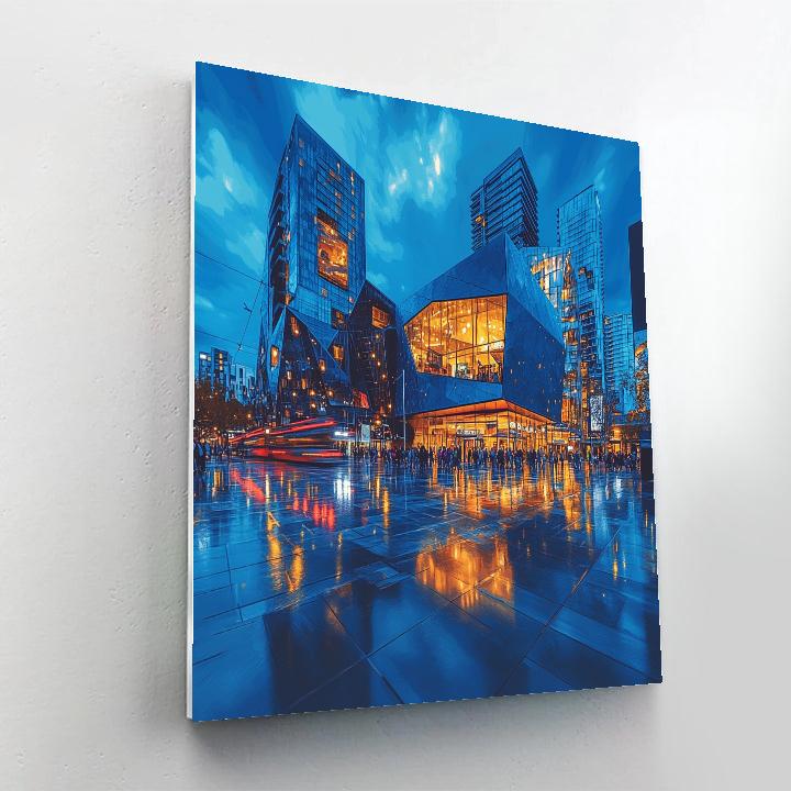 Federation Square Blue Hour Melbourne Australia paint by numbers