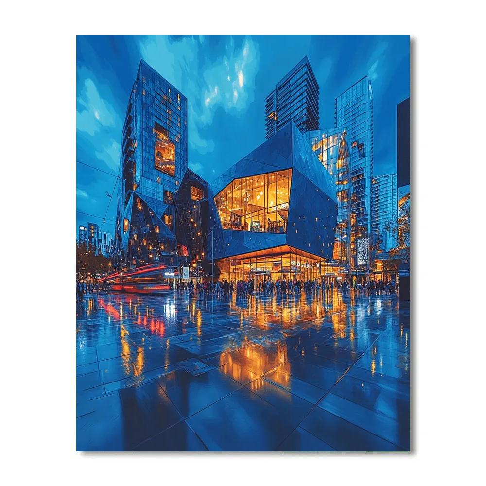 Federation Square Blue Hour Melbourne Australia paint by numbers