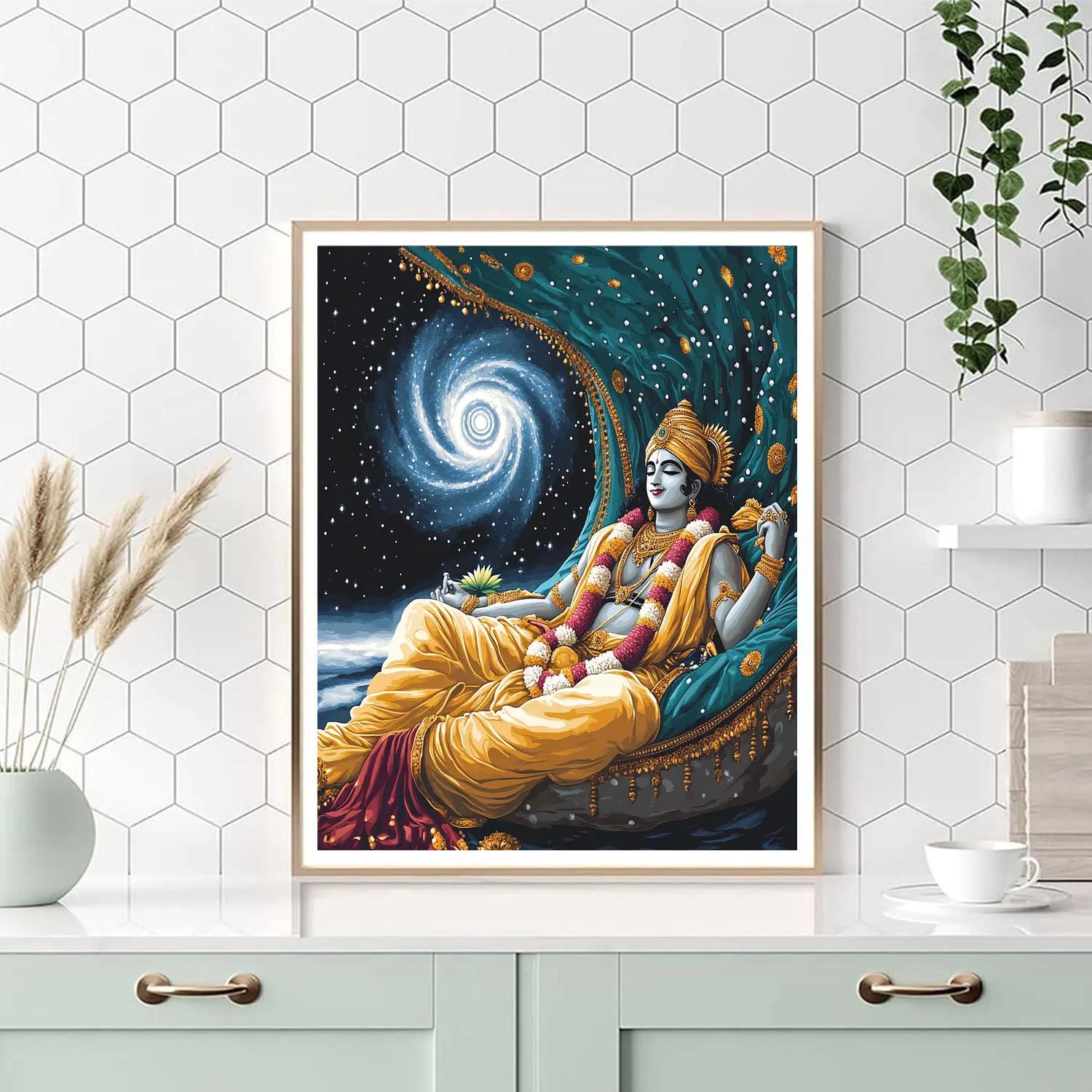 Ananta Shesha Cradling A Spiral Galaxy DIY paint by numbers