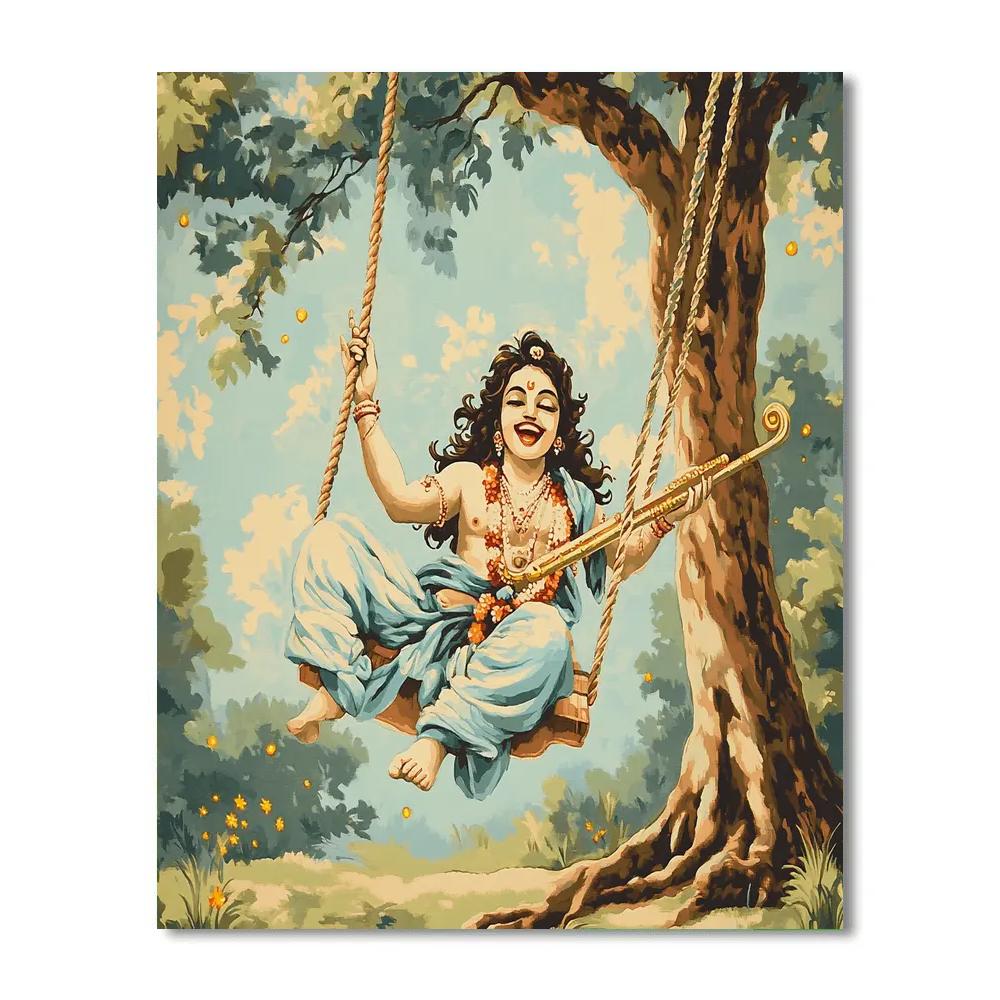 Krishna And The Quantum Swing Under The Banyan DIY paint by numbers