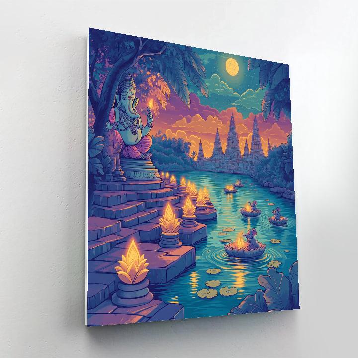 River Lanterns With Ganesha Blessing paint by numbers