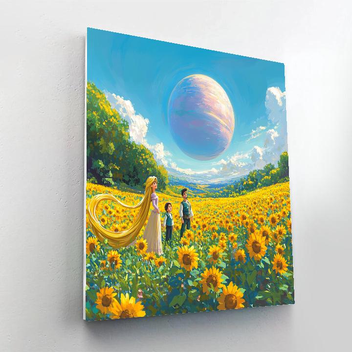 Rapunzel And Maximus Sunflower Space Meadow Numbered painting kits