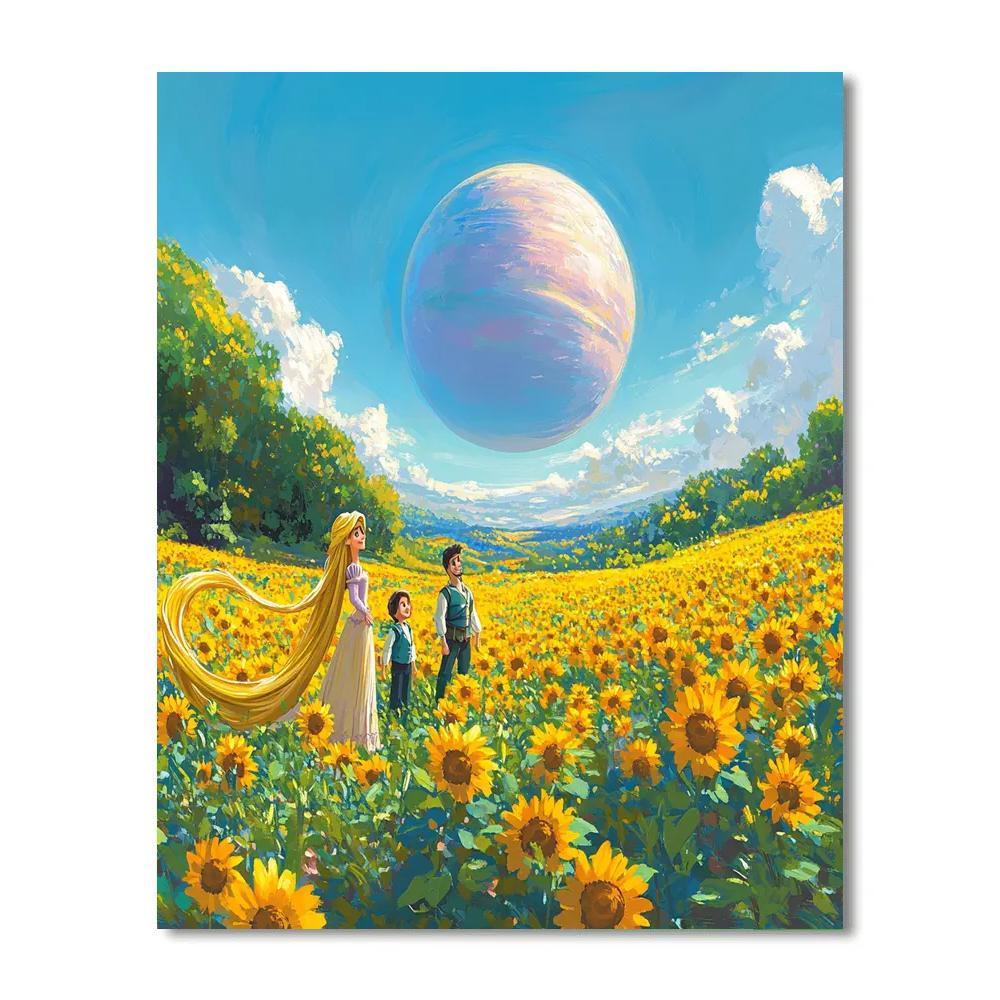 Rapunzel And Maximus Sunflower Space Meadow Numbered painting kits