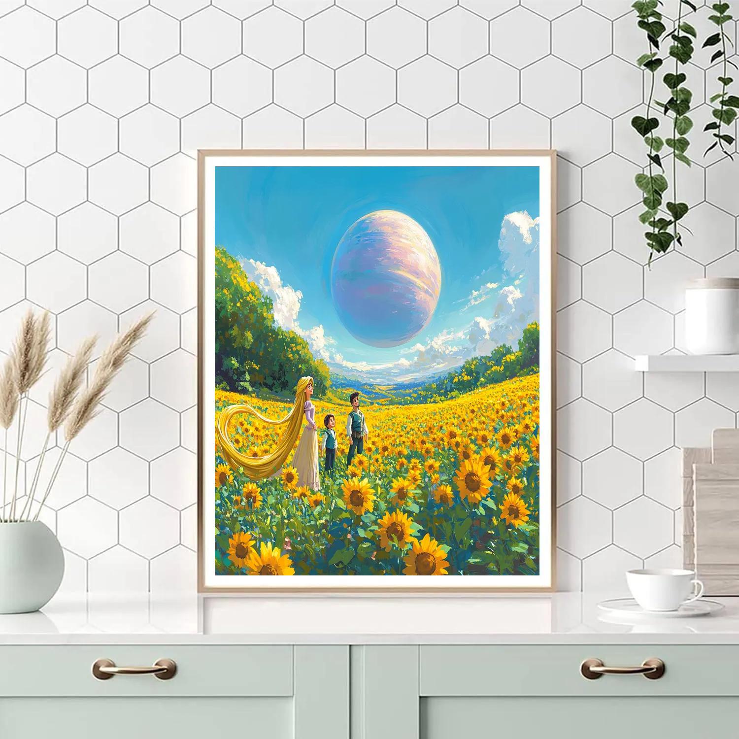 Rapunzel And Maximus Sunflower Space Meadow Numbered painting kits