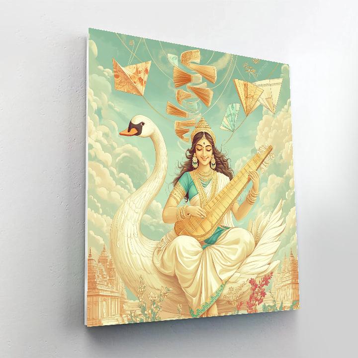 Saraswati And The Floating Library Kites Numbered painting kits