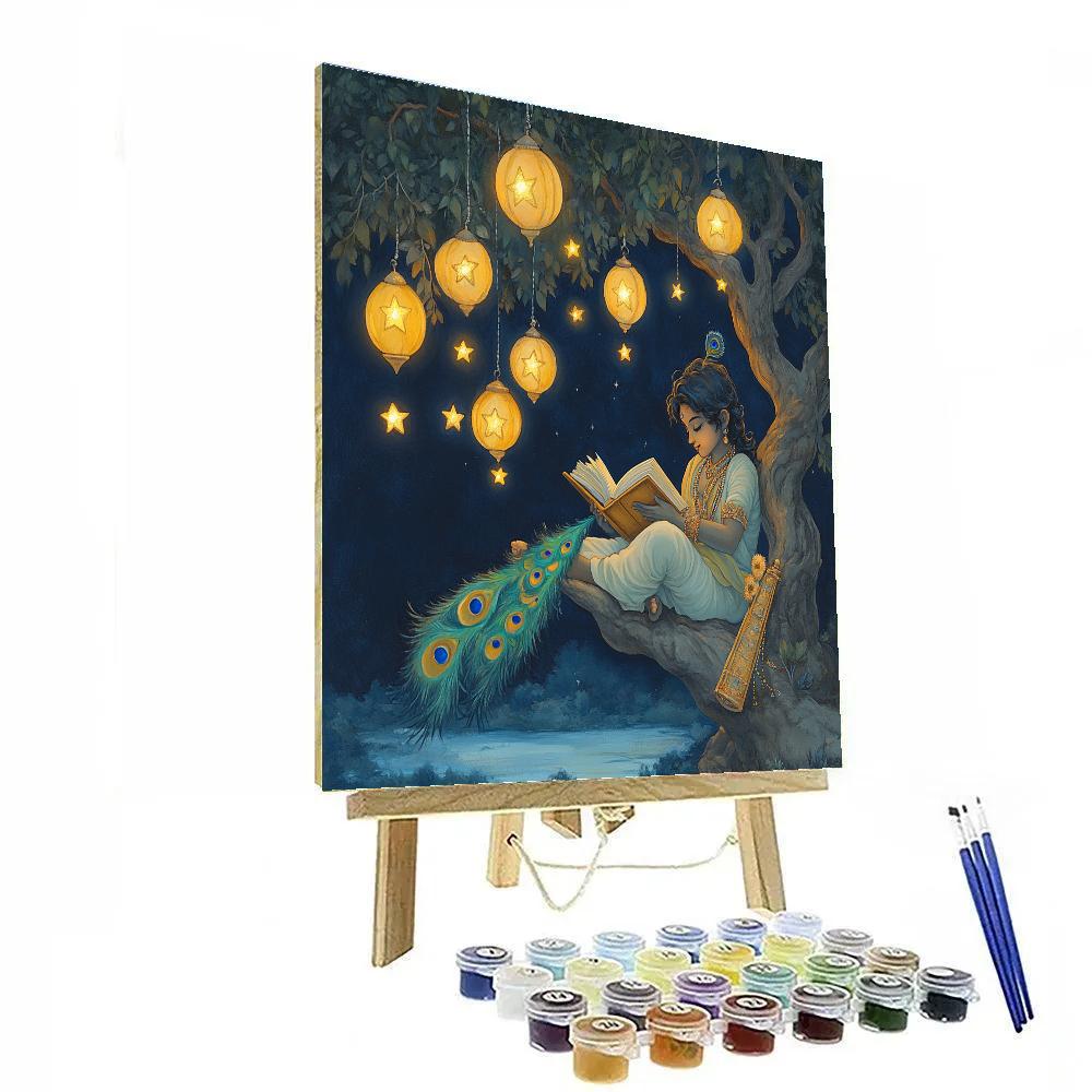 Krishna And The Starlit Kadamba Tree Library Numbered painting kits