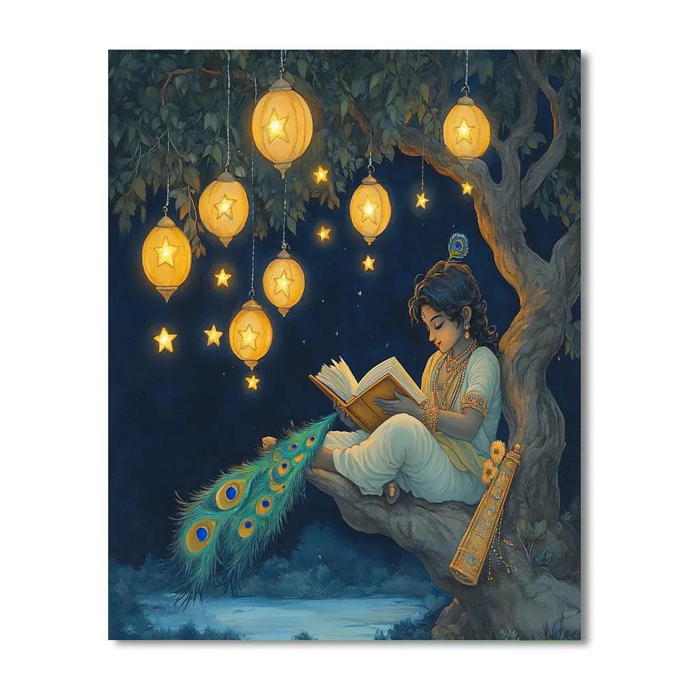 Krishna And The Starlit Kadamba Tree Library Numbered painting kits