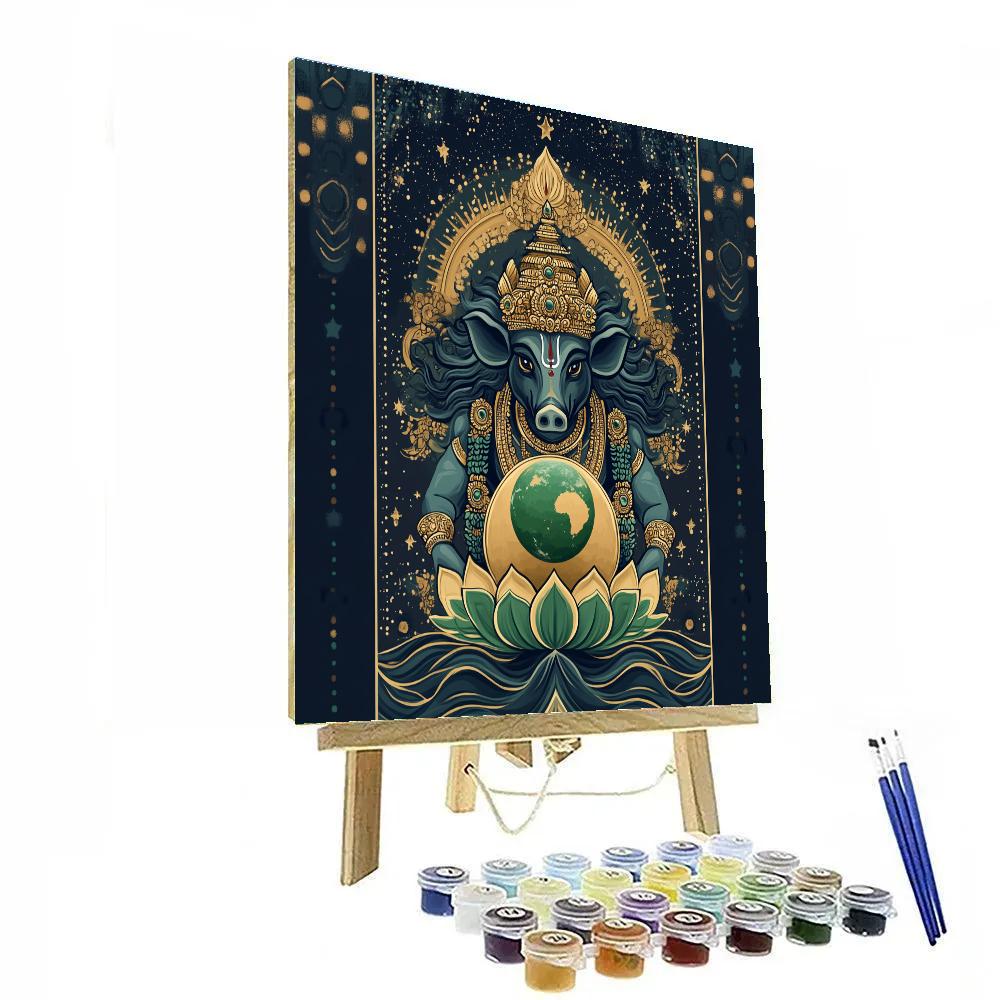 Varaha Lifting The Starlit Earth Lotus DIY paint by numbers