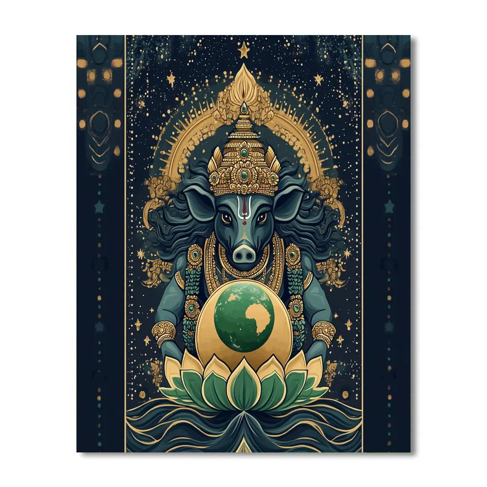 Varaha Lifting The Starlit Earth Lotus DIY paint by numbers