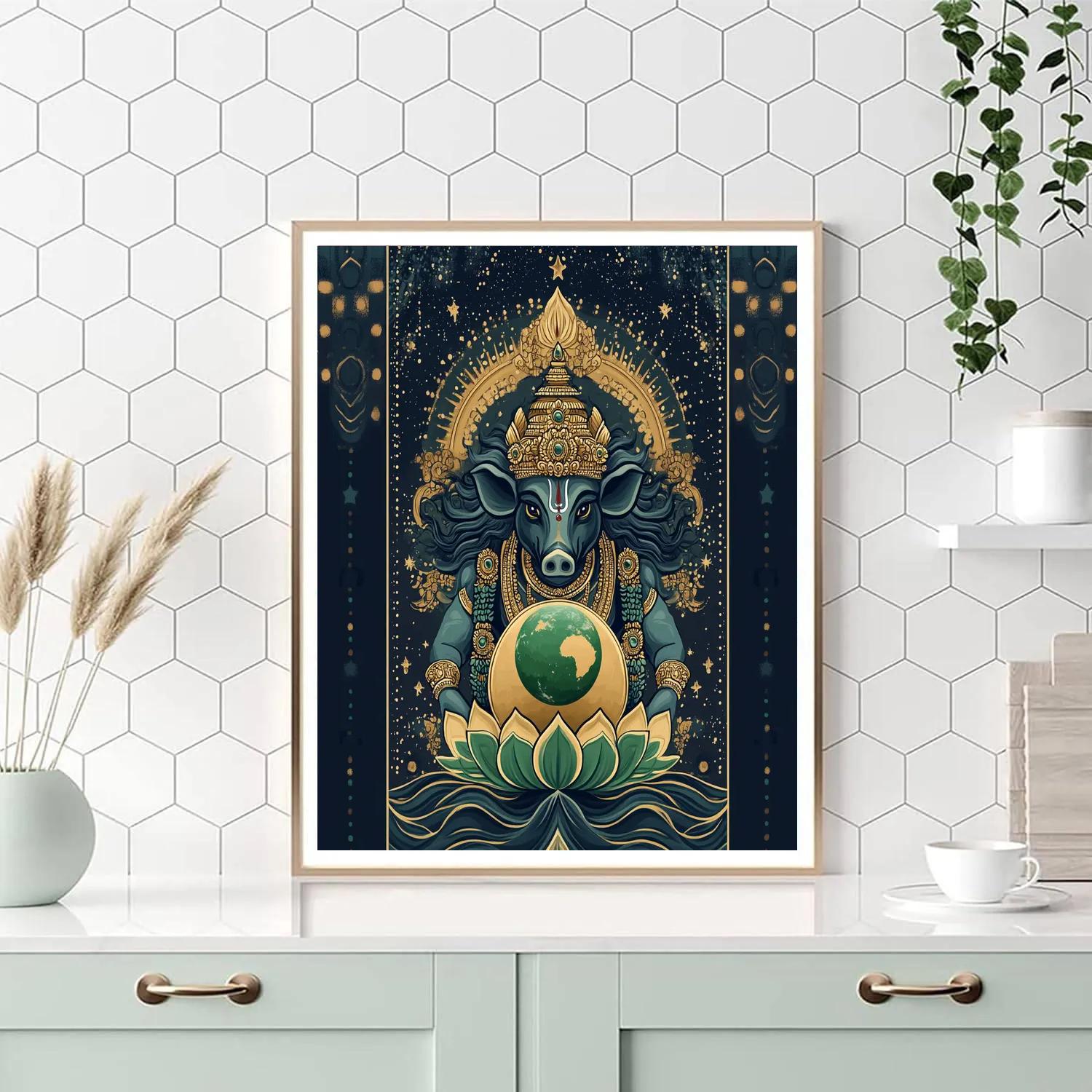 Varaha Lifting The Starlit Earth Lotus DIY paint by numbers