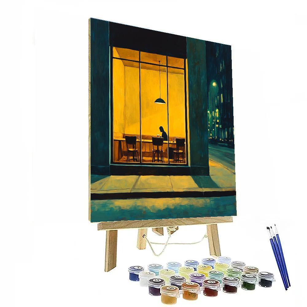 Edward Hopper Inspired Night Cafe Window Numbered painting kits