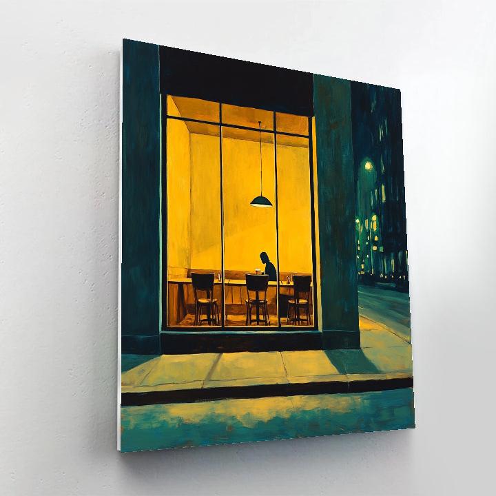Edward Hopper Inspired Night Cafe Window Numbered painting kits
