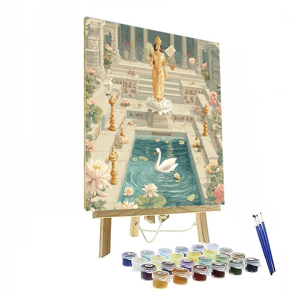 Saraswati In The Moonlit Stepwell Classroom paint by color