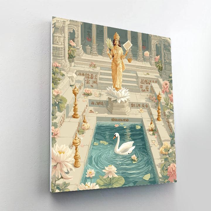 Saraswati In The Moonlit Stepwell Classroom paint by color