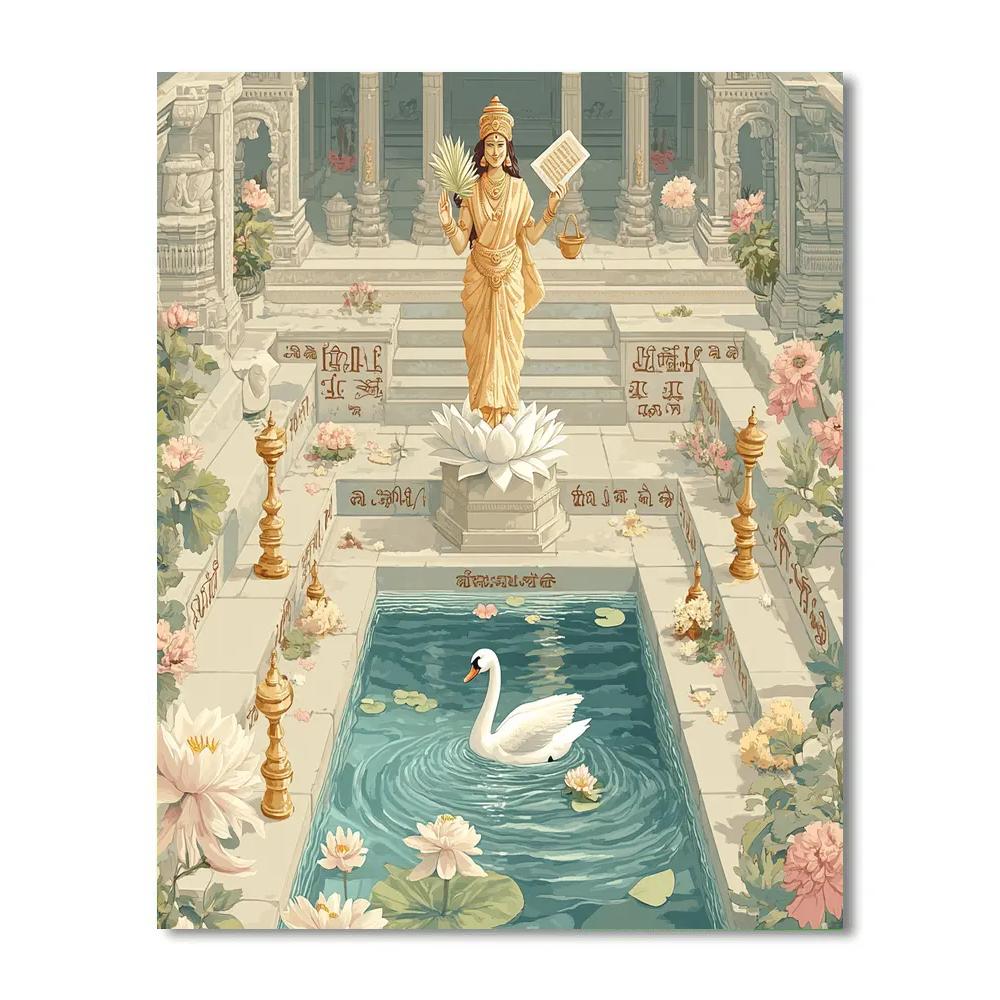 Saraswati In The Moonlit Stepwell Classroom paint by color