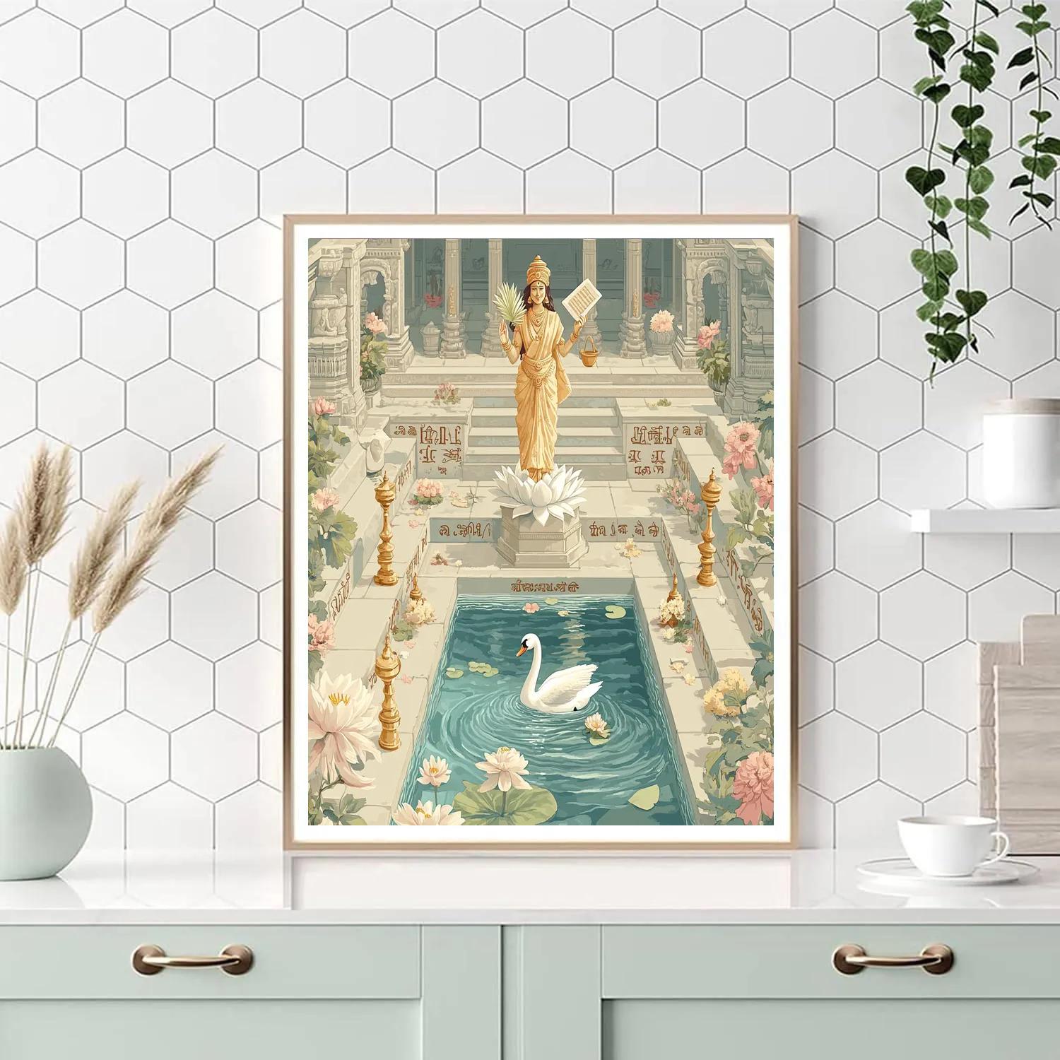 Saraswati In The Moonlit Stepwell Classroom paint by color