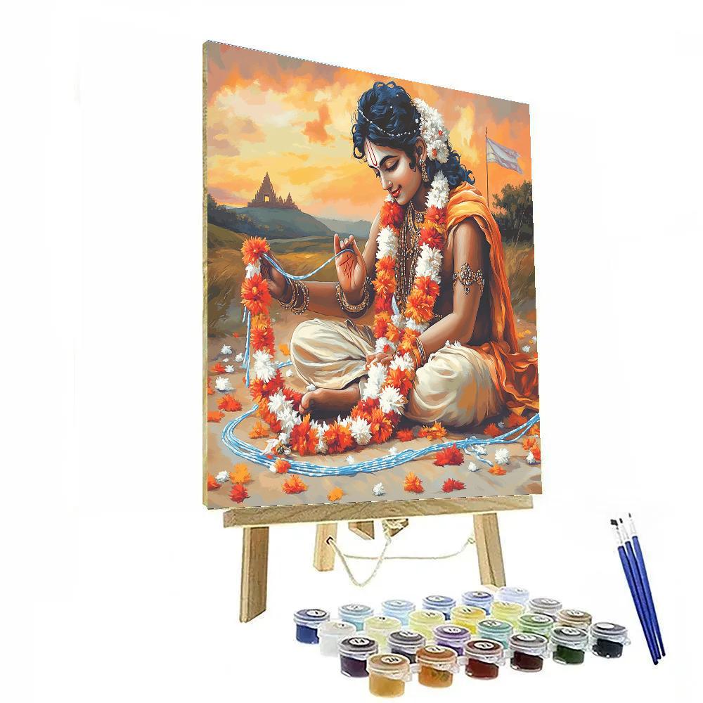 Krishna And The Comet Tail Flower Garland Numbered painting kits