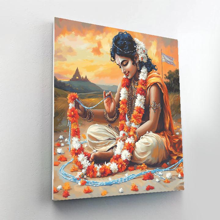 Krishna And The Comet Tail Flower Garland Numbered painting kits