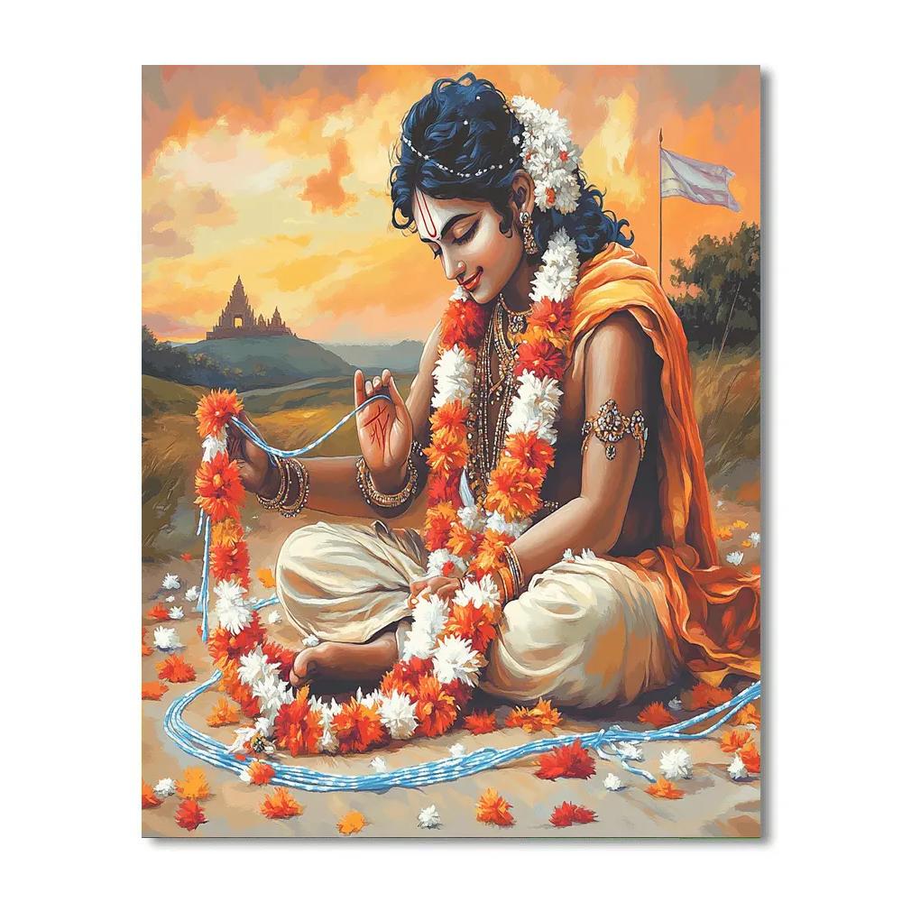 Krishna And The Comet Tail Flower Garland Numbered painting kits