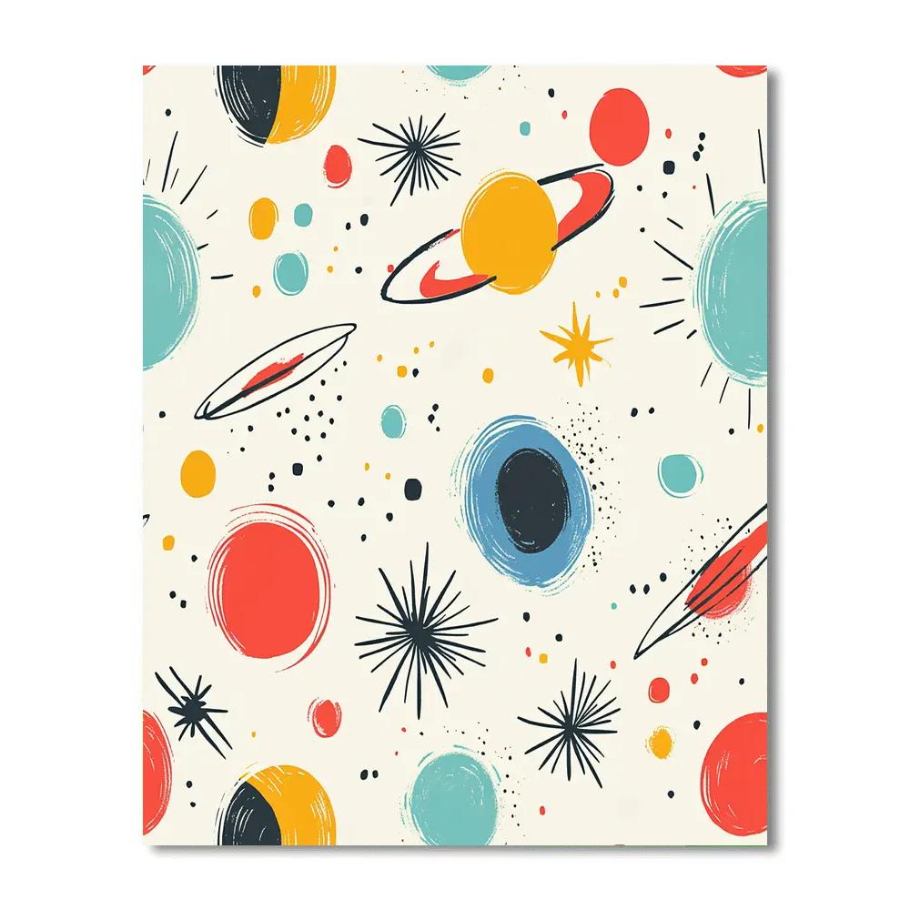 Joan Miró Inspired Playful Solar System Pattern Paint by numbers kits