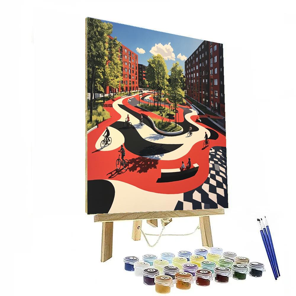 Copenhagen Superkilen Park Geometry Denmark Painting by numbers kit