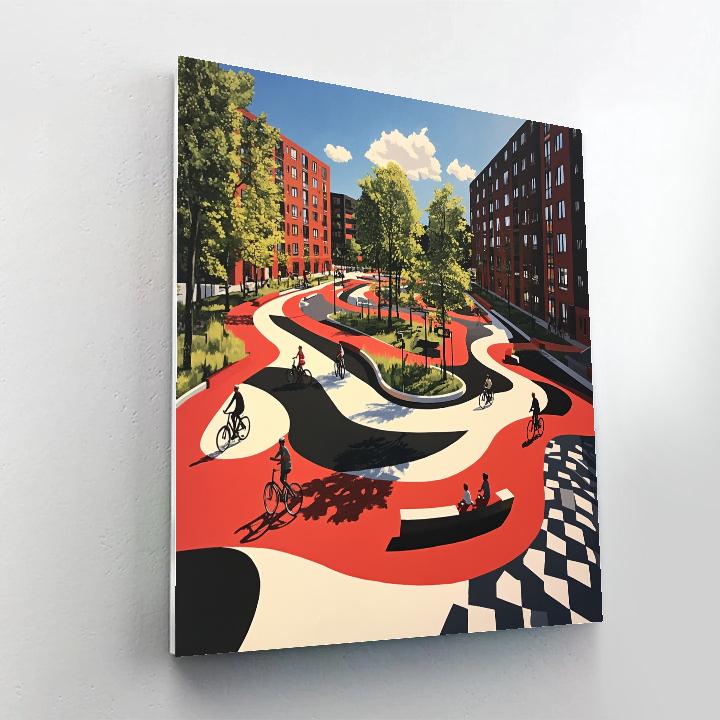 Copenhagen Superkilen Park Geometry Denmark Painting by numbers kit