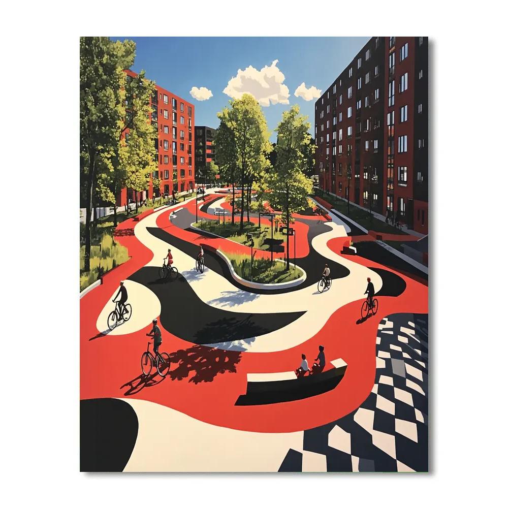 Copenhagen Superkilen Park Geometry Denmark Painting by numbers kit
