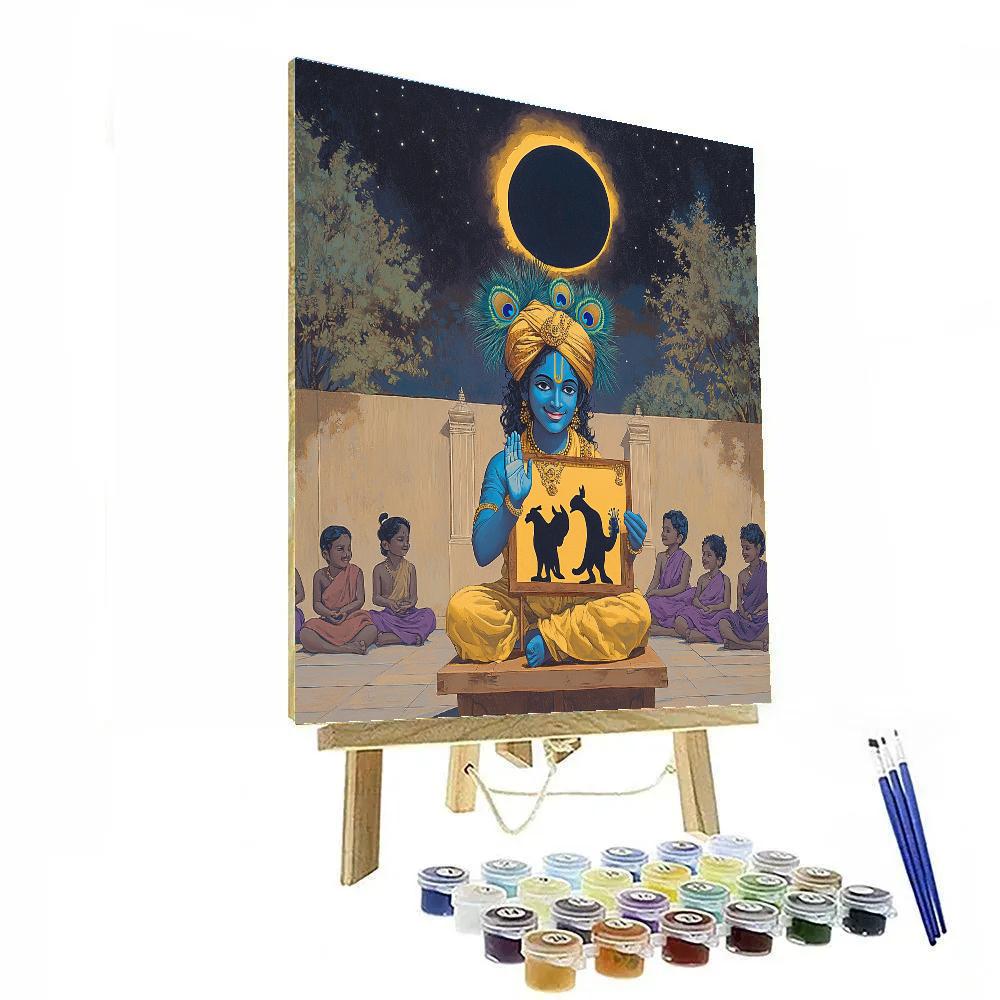 Krishna And The Eclipse Shadow Puppet Stage Paint by numbers art