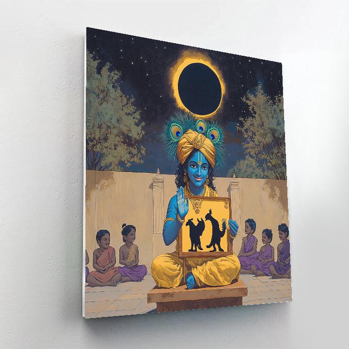 Krishna And The Eclipse Shadow Puppet Stage Paint by numbers art