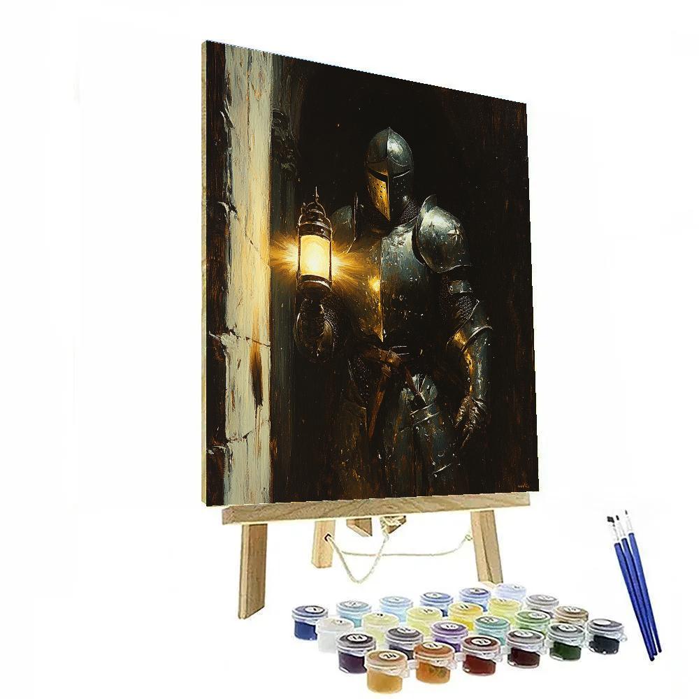 Caravaggio Inspired Mythic Knight With Lantern Numbered painting kits