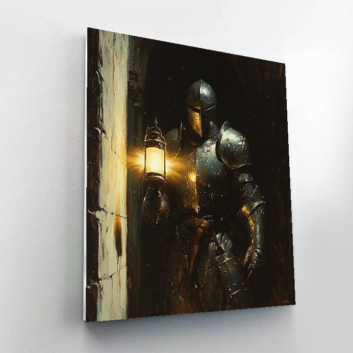 Caravaggio Inspired Mythic Knight With Lantern Numbered painting kits