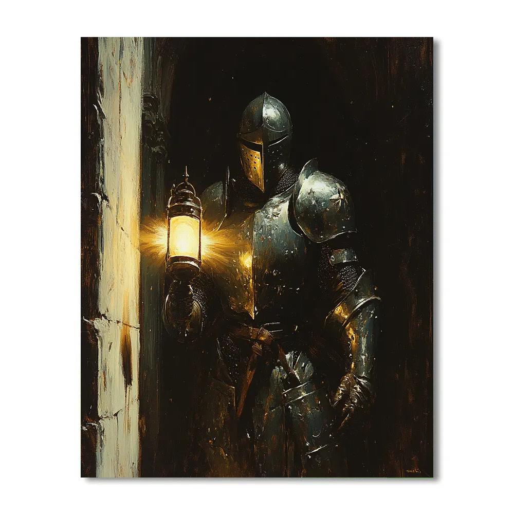 Caravaggio Inspired Mythic Knight With Lantern Numbered painting kits
