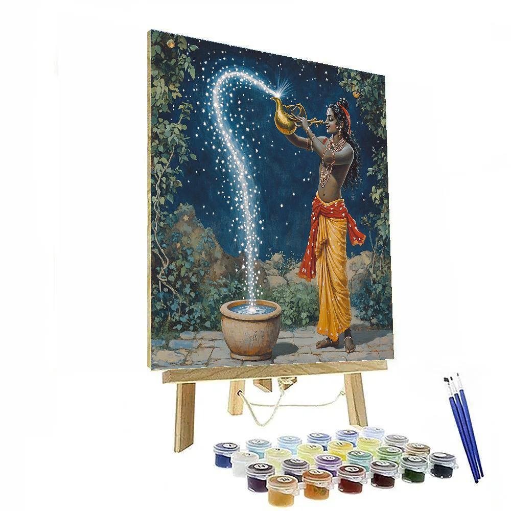 Krishna And The Milky Way Water Pitcher paint by color