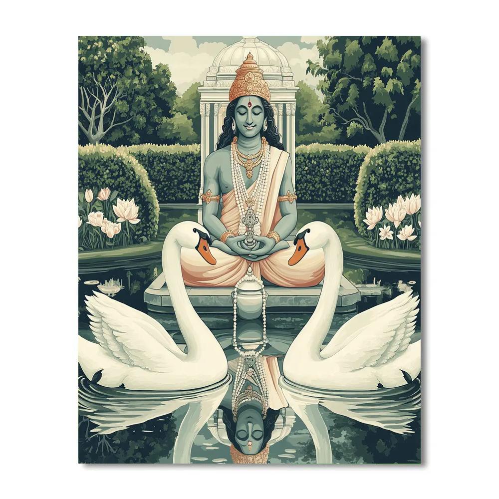 Brahma In The Swan Mirror Garden Numbered painting kits