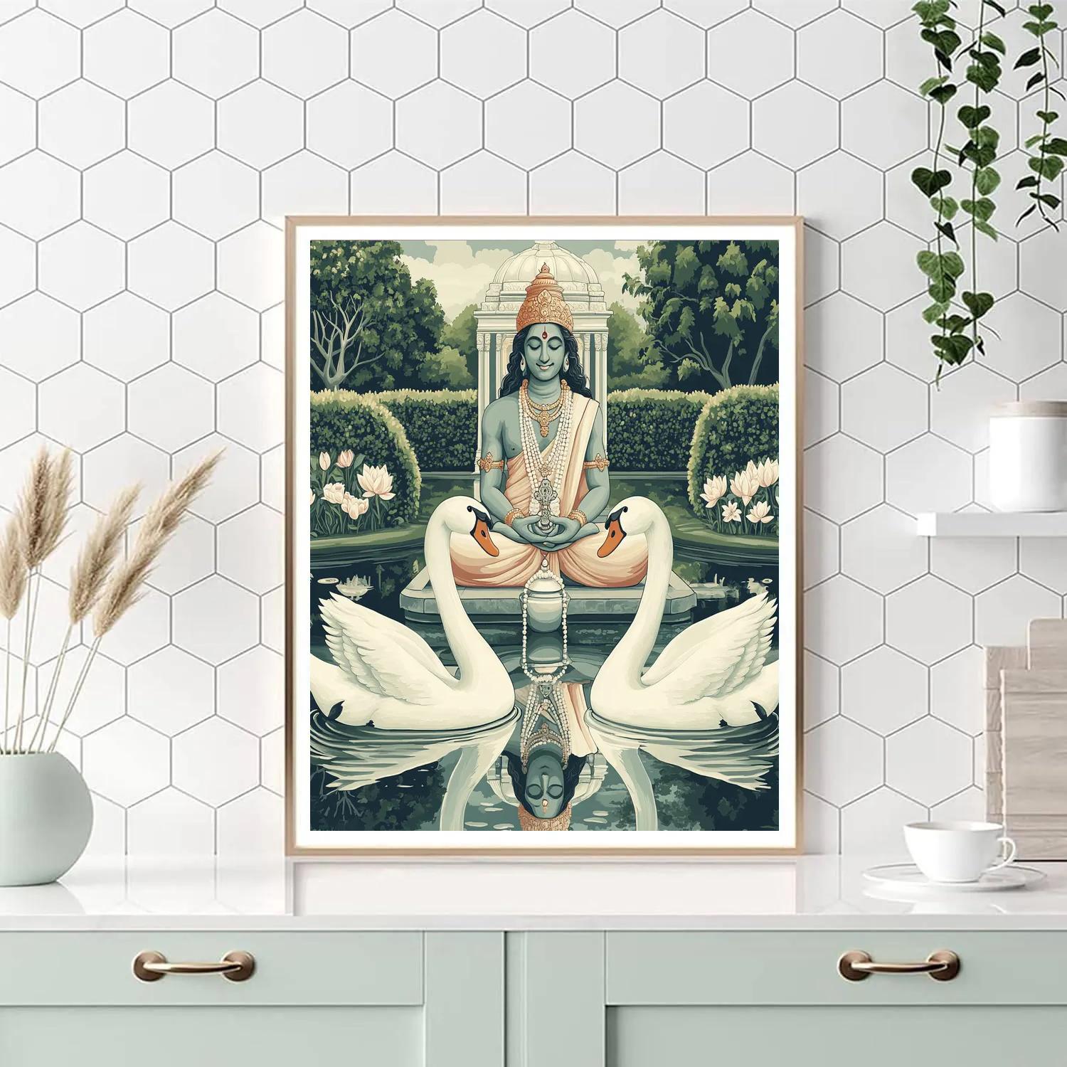Brahma In The Swan Mirror Garden Numbered painting kits